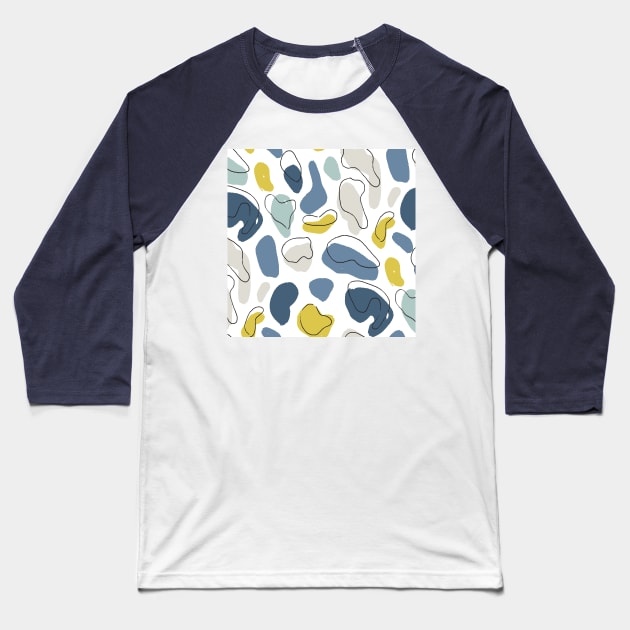 Ocean Solid Color Pebbles Baseball T-Shirt by Carolina Díaz